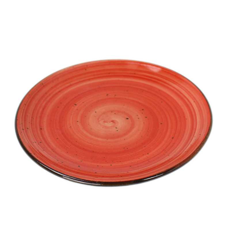 kleiner flacher teller  mit durchmesser von 19 cm in rustic rot