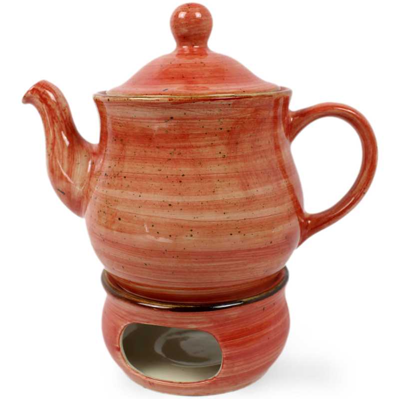 teekanne 1 l mit stövchen in rustic rot