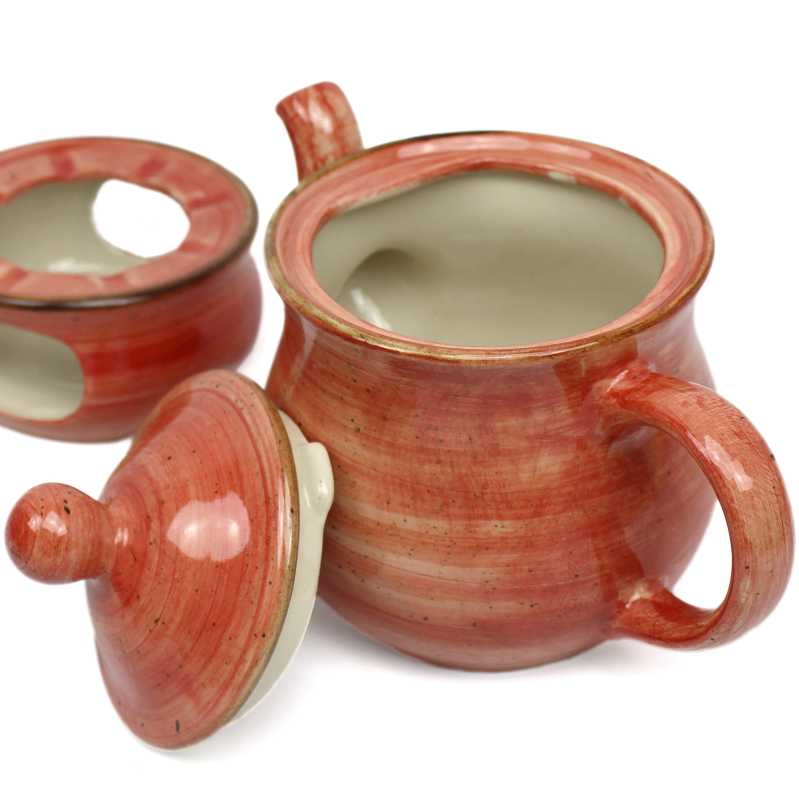 teekanne 1 l mit stövchen in rustic rot