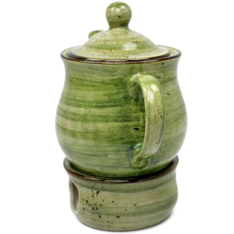 teekanne 1 l mit stövchen in rustic grün