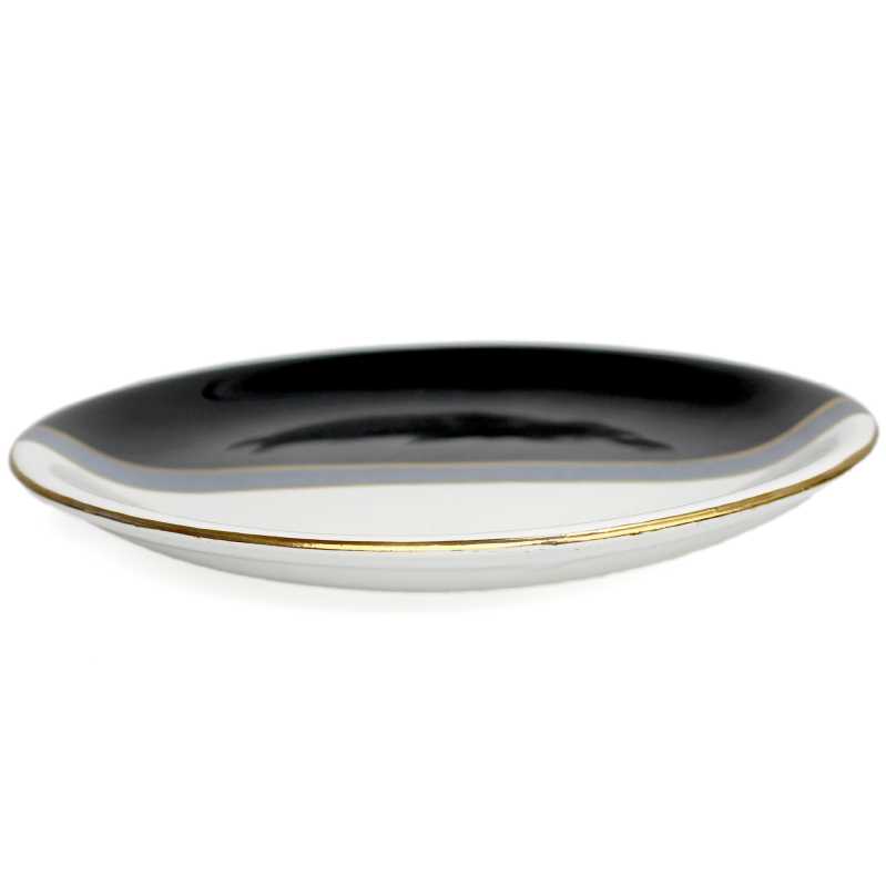 Teller 18 cm  Schwarz - Weiß - Gold