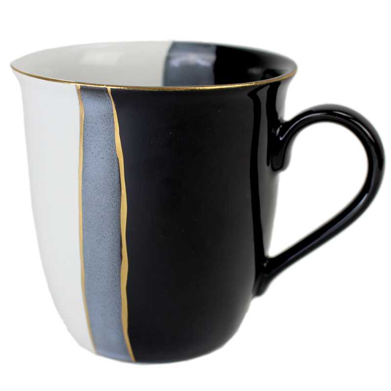 Becher 0,4 l Carlos - Schwarz - Weiß - Gold