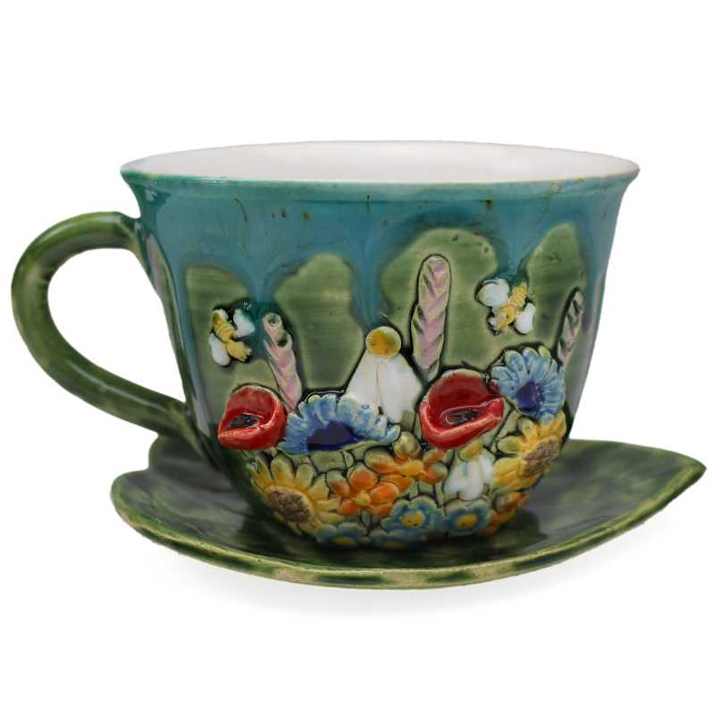 Tasse 0,35 l + Untertasse - Wiesenmotiv 3D