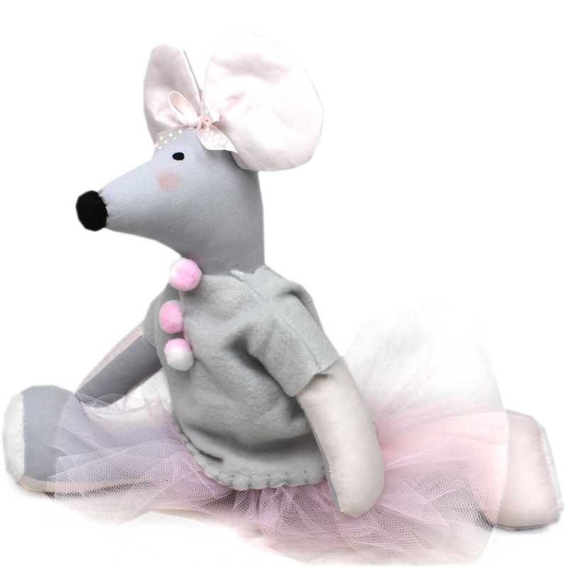 kuscheltier ballerina maus mit rosa schleife und ballettröckchen