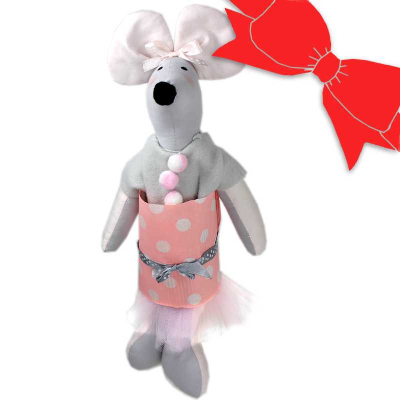 als geschenkidee: kuscheltier ballerina maus mit rosa schleife und ballettröckchen