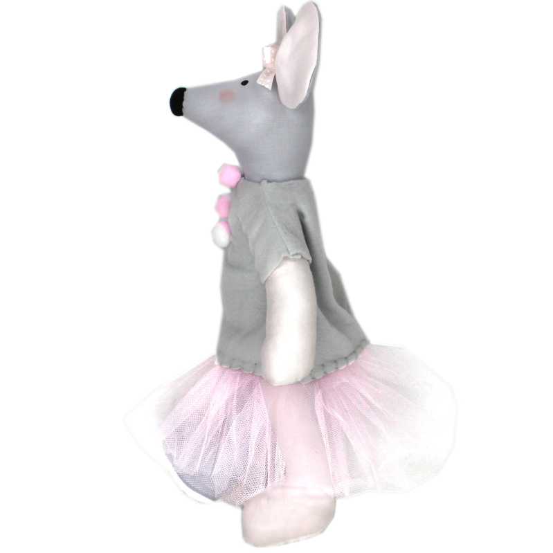 kuscheltier ballerina maus mit rosa schleife und ballettröckchen