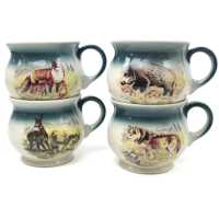4er-Set Becher 0,35 l - Wildmotiv Grün