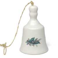 kleine tischglocke in weiß mit Maiglöckchen