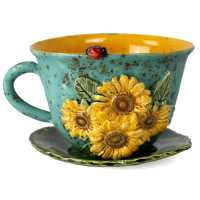 Tasse 0,35 l + Untertasse - Sonneblumen 3D