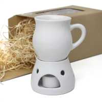 Geschenk - Set mit Trinktasse 0,22 l mit Stövchen in Ecrue