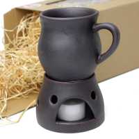 Geschenk - Set mit Trinktasse 0,22 l mit Stövchen in rustikal Schwarz