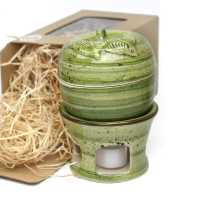 Geschenk - Set mit Apfelbräter  Ø -11 cm in Rustic Grün