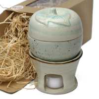 Geschenk - Set mit Apfelbräter  Ø -11 cm in Rustic Hellblau