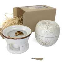 Geschenk - Set mit Apfelbräter  Ø -11 cm in Rustic Creme